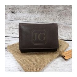 Brown Genuine Leather Tri Fold Personalized Mens Wallet 0 Brown Genuine Leather Tri Fold Personalized Mens Wallet 0