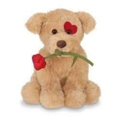Plush Stuffed Animal Puppy Dog with Rose