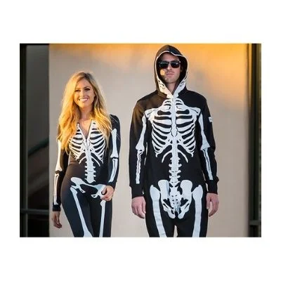 Tipsy Elves' Men's Skeleton Jumpsuit - Scary Black and White Halloween Jumpsuit Onesie