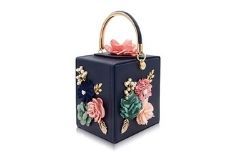 Evening Clutch Bag for Women Floral Square Box Evening Bags