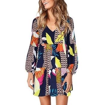 Women Summer Tunic Dress Casual Loose Flowy Swing Shift Dress