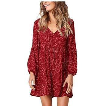 Women Summer Tunic Dress V Neck