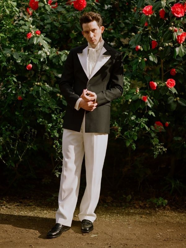 Josh O’Connor is traditional tuxedo at the Annual Golden Globe Awards 2021