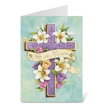 Easter Cross He is Risen Religious Greeting Cards Inspiring Bible Messages