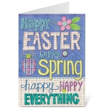 Happy Easter Card Stitched Easter Greeting Cards with Envelopes