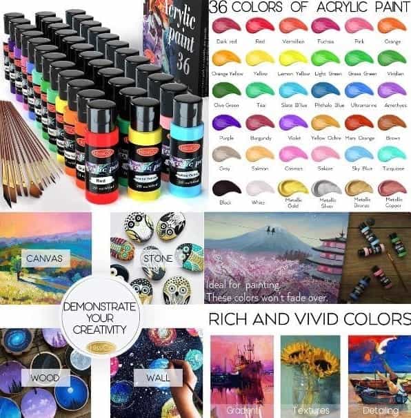 Acrylic Paint Set of 36 Colors_Acrylic art paintings_Online Harbour website