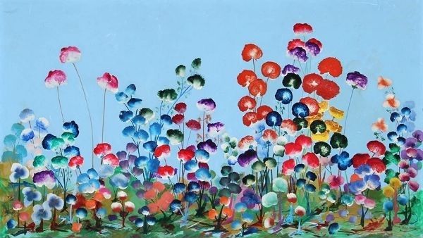 Field of Pansies Acrylic on masonite